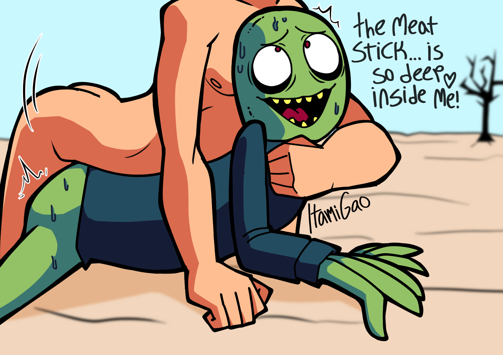 Salad Fingers walking confidently into the unknown