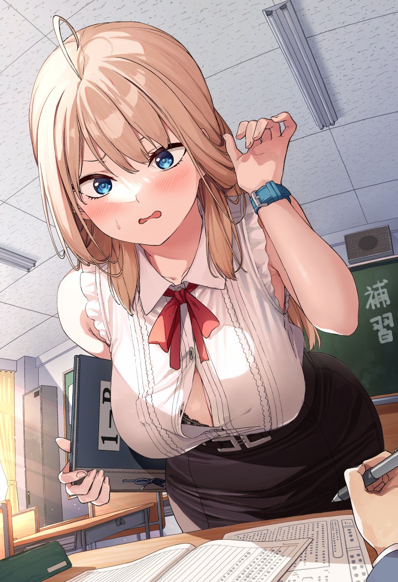 Rule 34 Dev - 1girl anatatachi_soredemo_sensei_desu_ka! bare_shoulders  black_hair blush breasts cleavage clothing_cutout indoors ishizaka_ryuudai  kanade_orizuru looking_at_viewer monochrome navel_cutout seductive_gaze  seductive_smile seductress smile ...