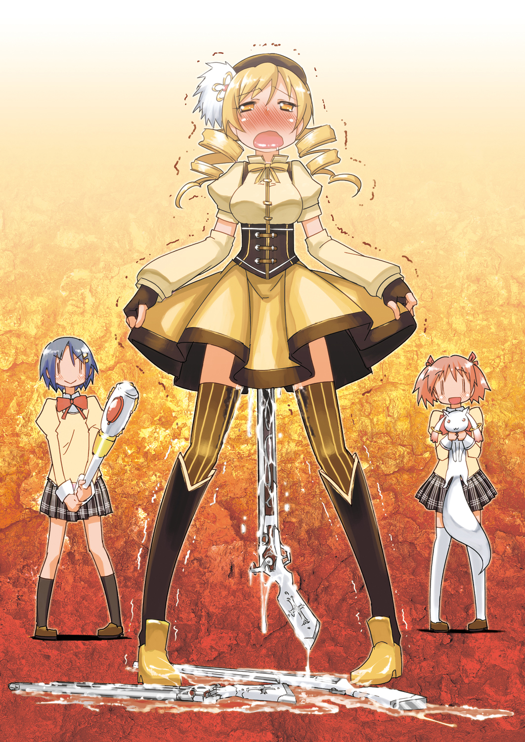 Rule 34 Dev - 1girl abutomato arms_at_sides artist_name bleeding blood  blood_on_face corset detached_sleeves drill_hair female_focus  fingerless_gloves frown gloves gun hat highres long_hair magical_musket  mahou_shoujo_madoka_magica ...