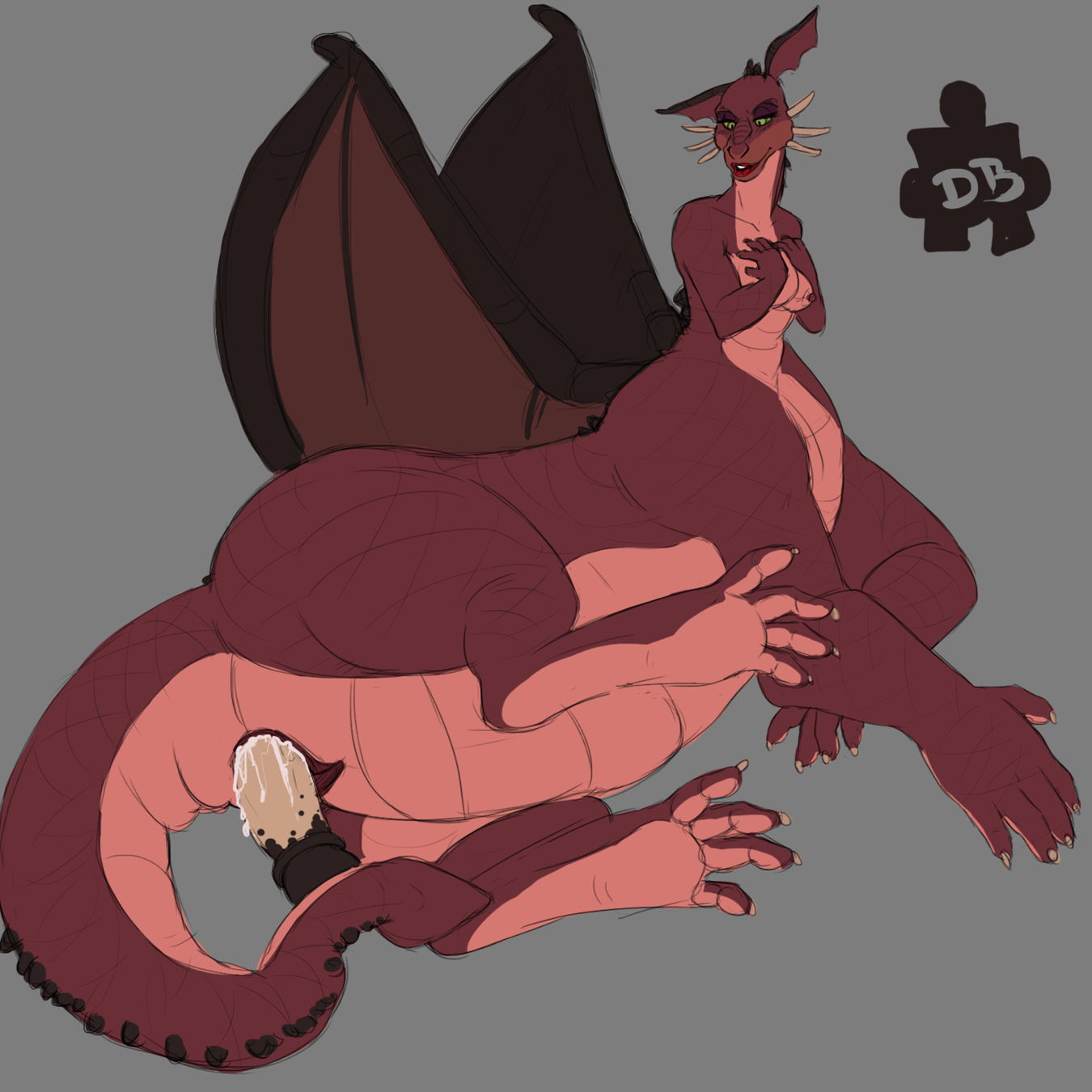 Rule 34 Dev - 2014 alternate_species anthro anthrofied ass big_butt  black_scales breasts claws dildo dragon dragon_(shrek) dreamworks  english_text feet female feral green_eyes grey_background hand_on_breast  large_ass masturbation nipples nude ...