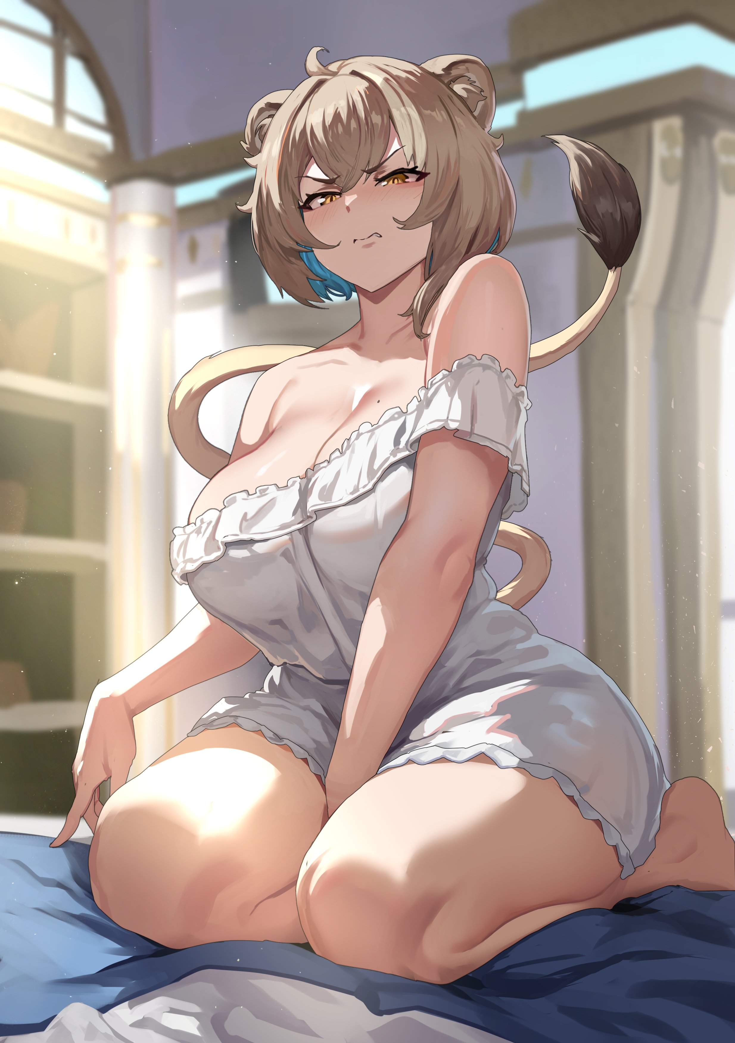 Rule 34 Dev - bethyva big_breasts big_thighs frog gad_ddx hair  hair_between_eyes hat holding_object looking_at_viewer original  original_character overalls simple_background sitting tomboy  virtual_youtuber vtuber white_background youtube|11452808256