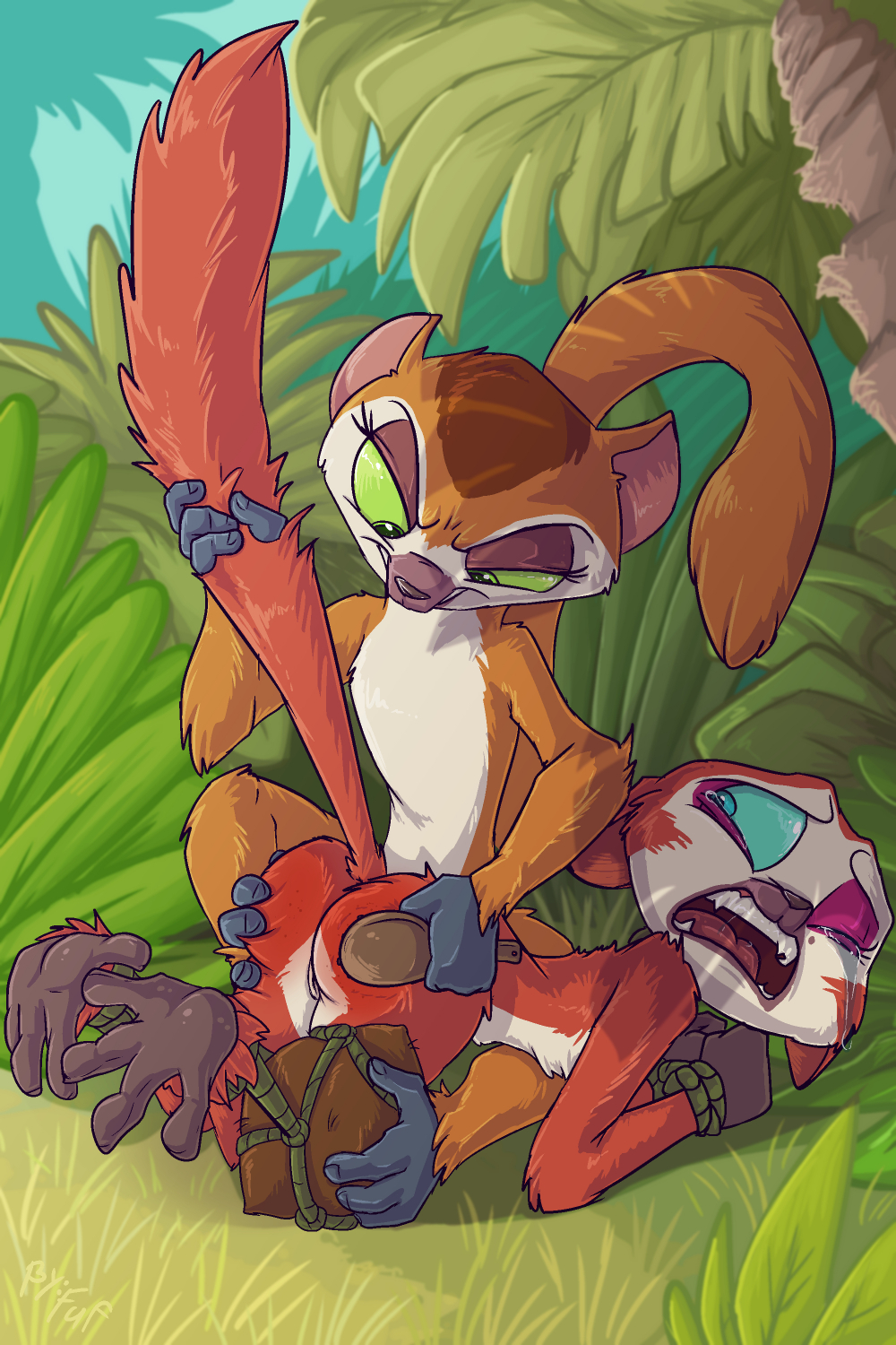 Rule 34 Dev - all_hail_king_julien anus banana clitoris clover_(madagascar)  dreamworks female food fruit furry furry_only green_eyes insertion lemur  madagascar_(series) mammal object_insertion penetration pineapple primate  pussy pussy_juice smitty_g ...