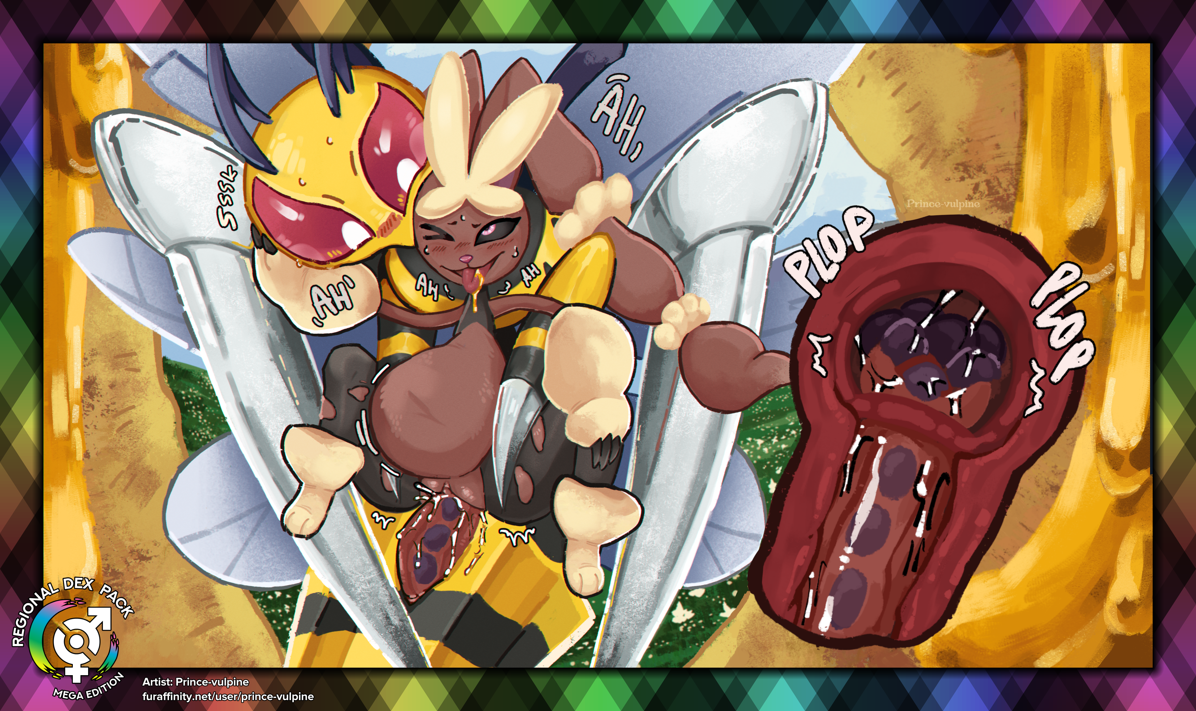 Rule 34 Dev - 2021 beedrill blush bodily_fluids cloaca female feral hi_res  highres looking_at_viewer mega_beedrill nintendo pink_background pokemon  pokemon_focus pokemon_rgby pokemon_xy presenting red_eyes simple_background  solo solo_female stinger ...