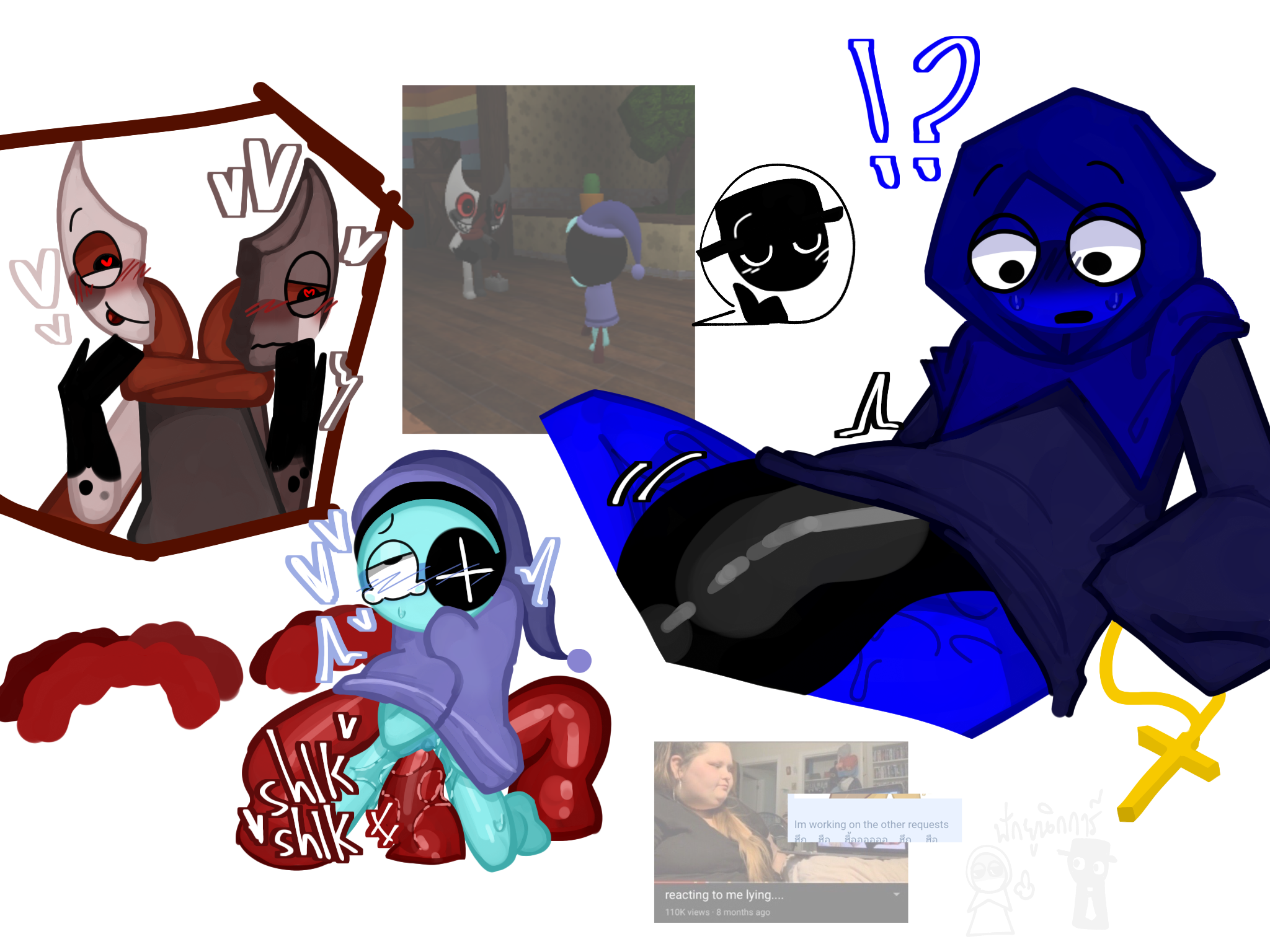 Rule 34 Dev - !? astro_(dandys_world) black_(sprunki) black_x_jevin  blanket blanket_only blue_body blushing conjoined_twins consensual  consensual_tentacle_sex consent cross_necklace crying_with_eyes_open  cuntboy dandys_world english_text ...