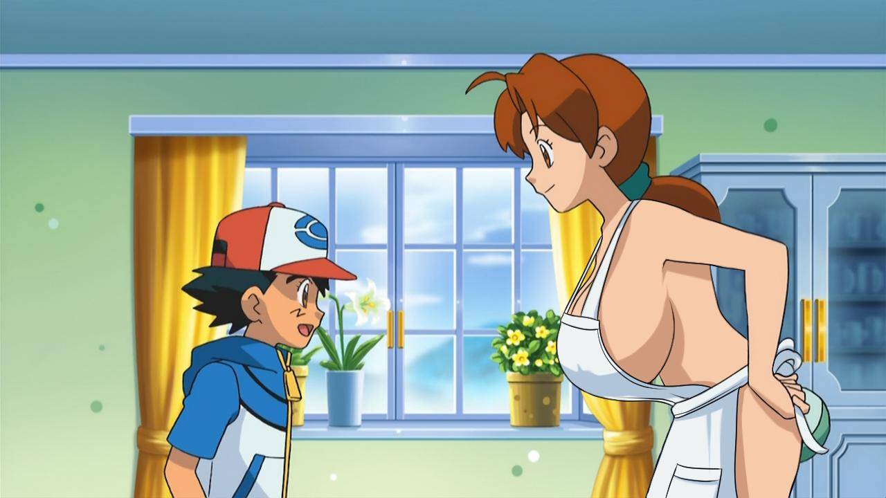 Rule 34 Dev - 1boy 1girls accurate_art_style age_difference ahoge  alternate_breast_size apron ash_ketchum big_breasts breasts brown_eyes  brown_hair casual casual_nudity delia_ketchum_(pokemon) edit female  gan_(artist) hat huge_breasts human human_only ...