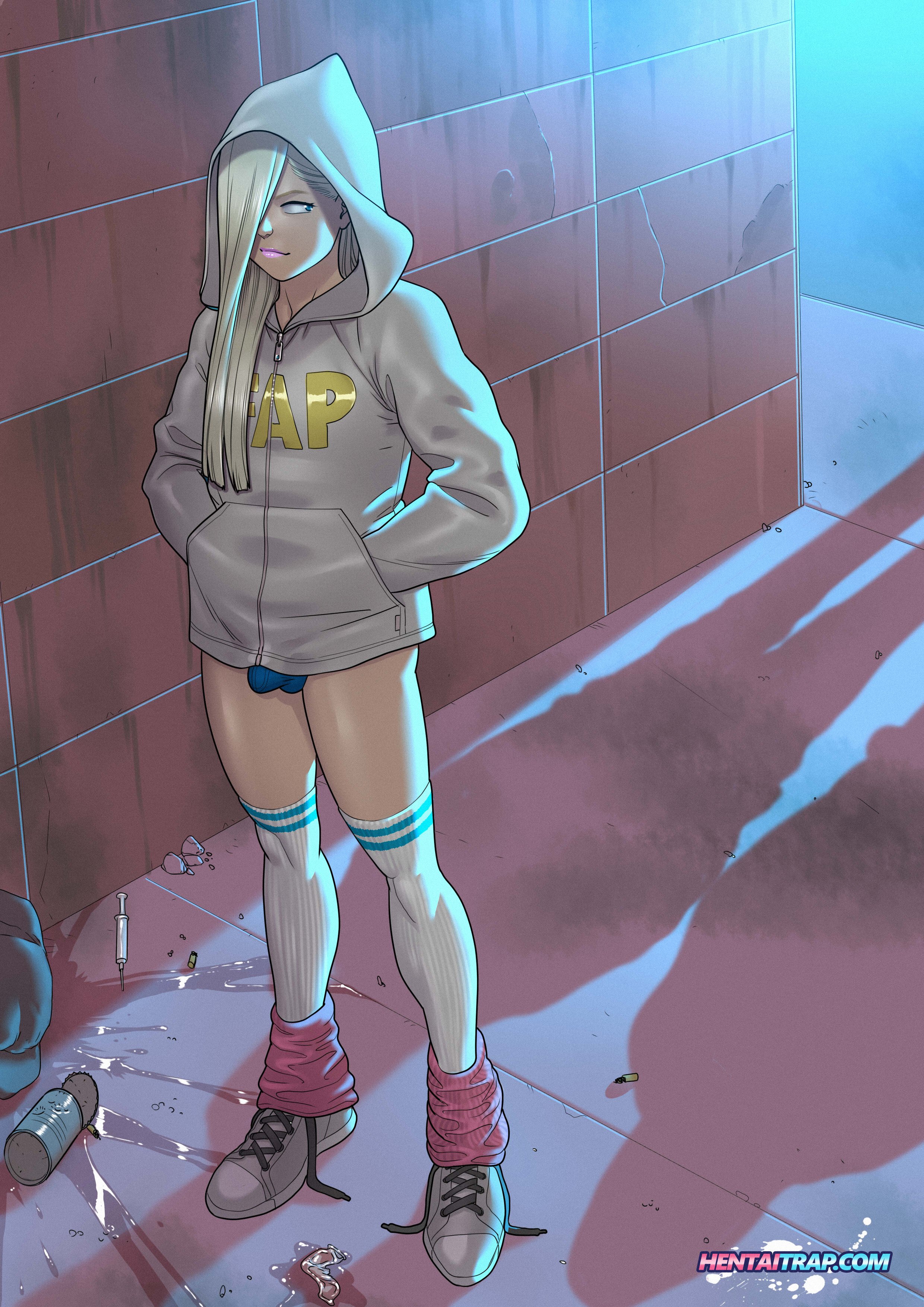 Rule 34 Dev - 1boy 1femboy alley androgynous bimbo blonde_hair bulge chris_( tekuho) femboy feminine_male girly hoodie lipstick male_only original  shortshorts tekuho trap|3632286840