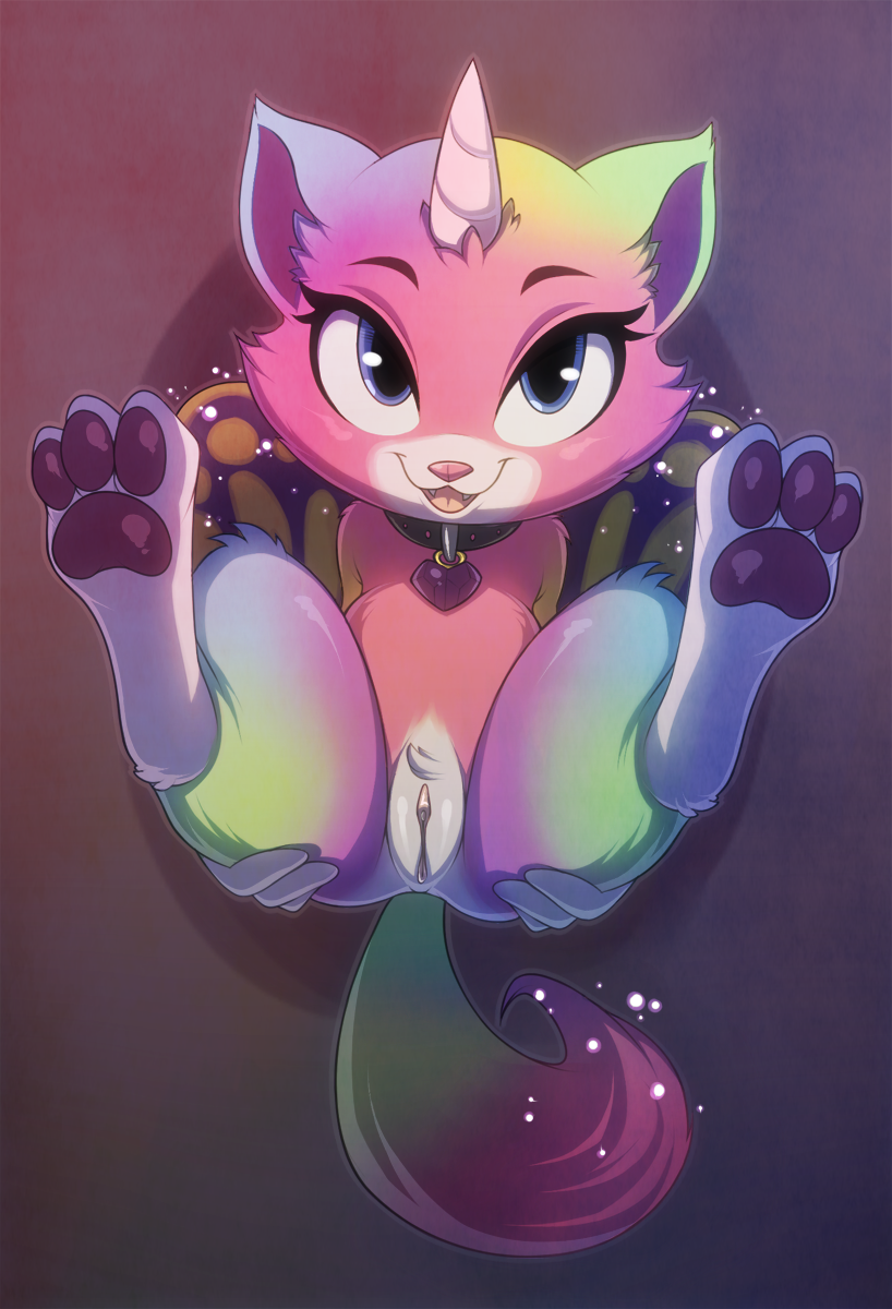 Gata unicornio mariposa arcoiris