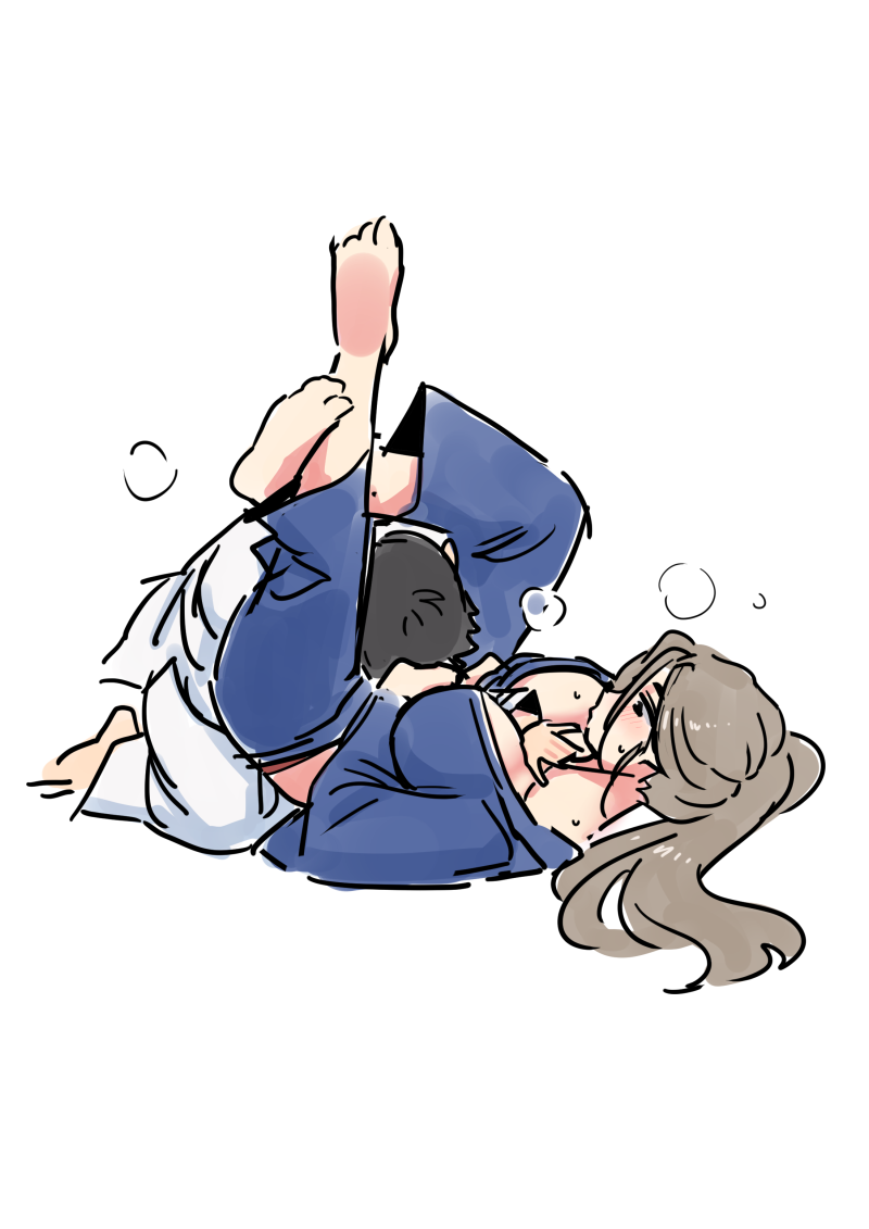 Rule 34 Dev - 1boy arm_between_breasts arm_grab armbar barefoot  between_breasts black_eyes blush breasts dougi female femdom large_breasts  leg_lock leg_up long_hair lying martial_arts mixed_wrestling on_back  original ponytail royal_tea solo_focus sweat ...