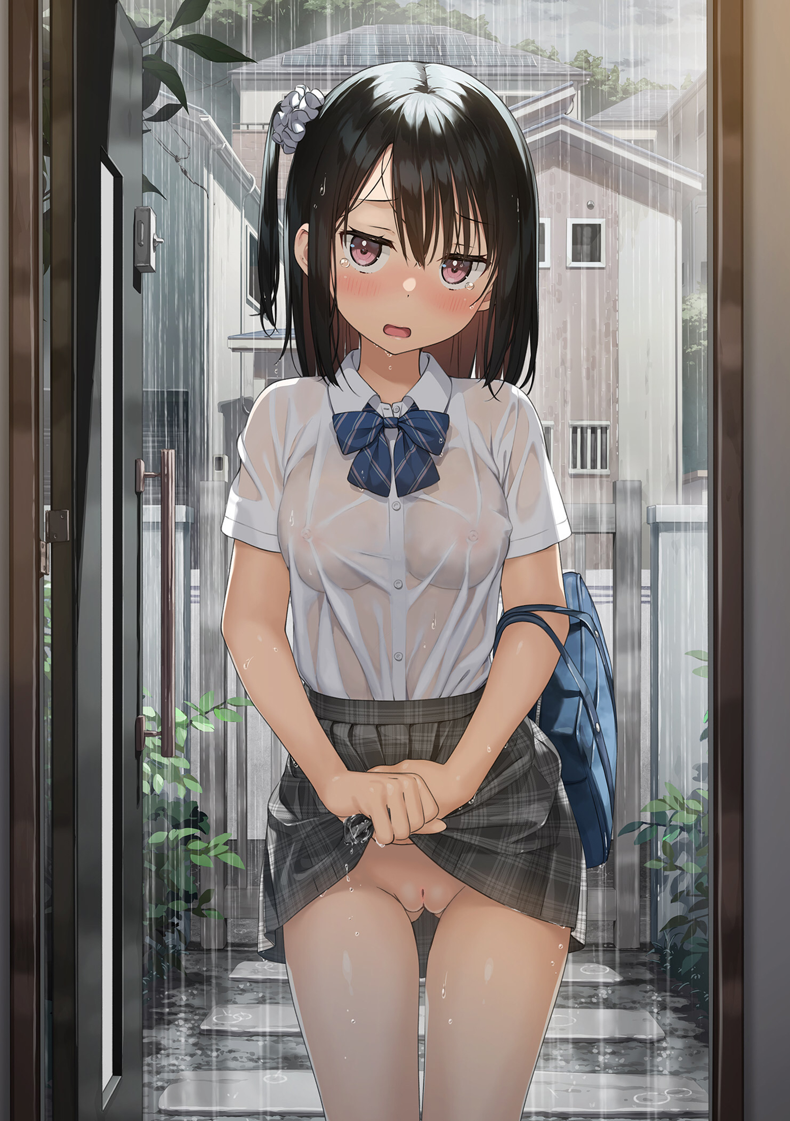 Shizuku in a see-through uniform with no underwear