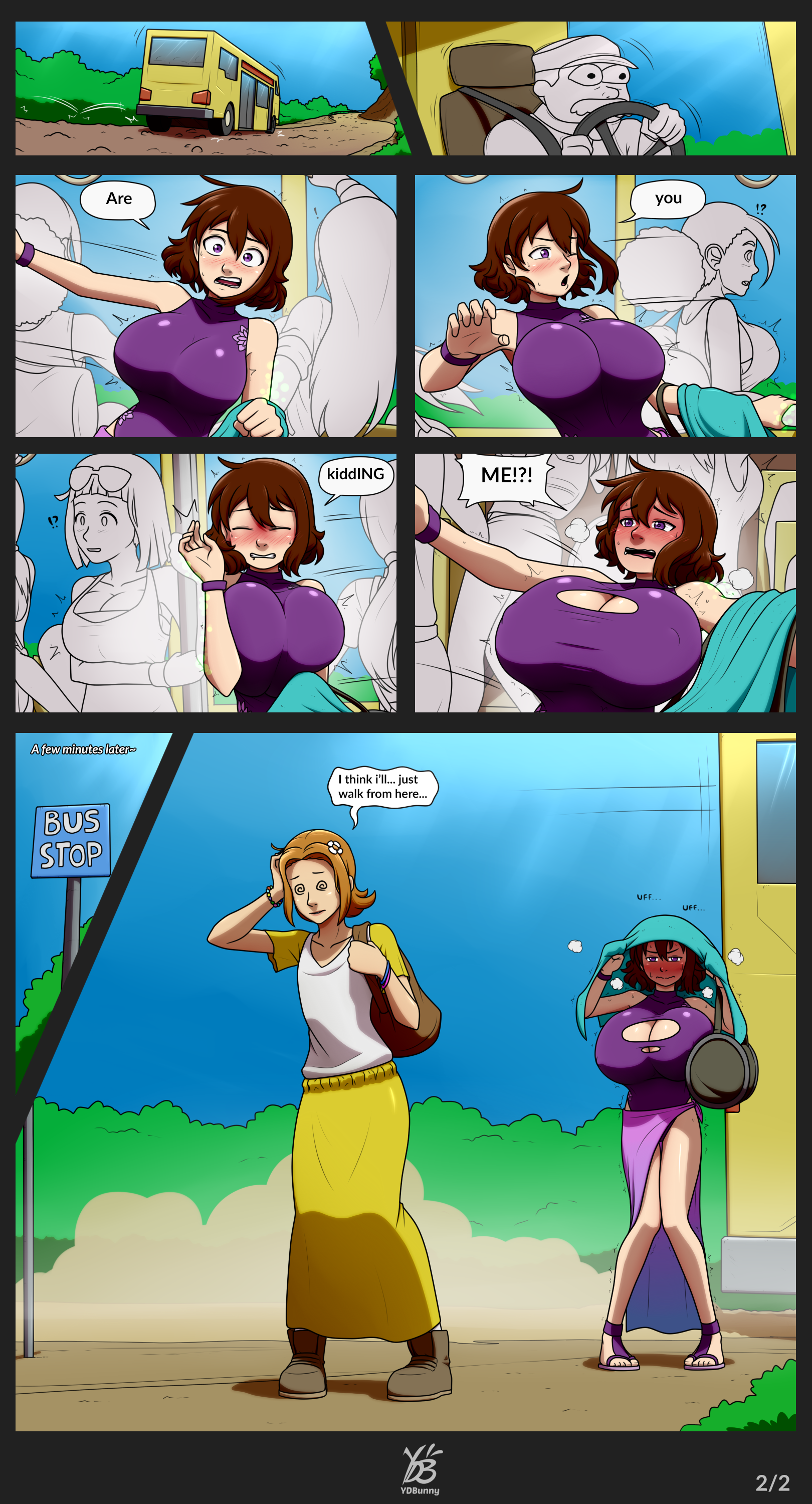 A woman with exaggerated curves and a confident smirk