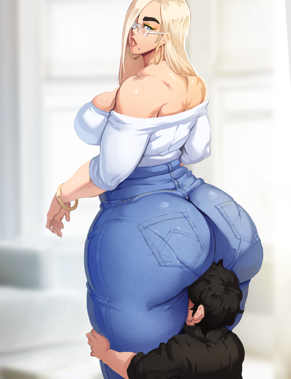 Rule 34 Dev - 1boy 1futa ass ass_smothering breasts cleavage curvy denim  denim_clothing denim_jeans donaught fajji futanari huge_ass huge_breasts  jeans junya male original pawg thick_thighs venus_body voluptuous  wide_hips|5862452880
