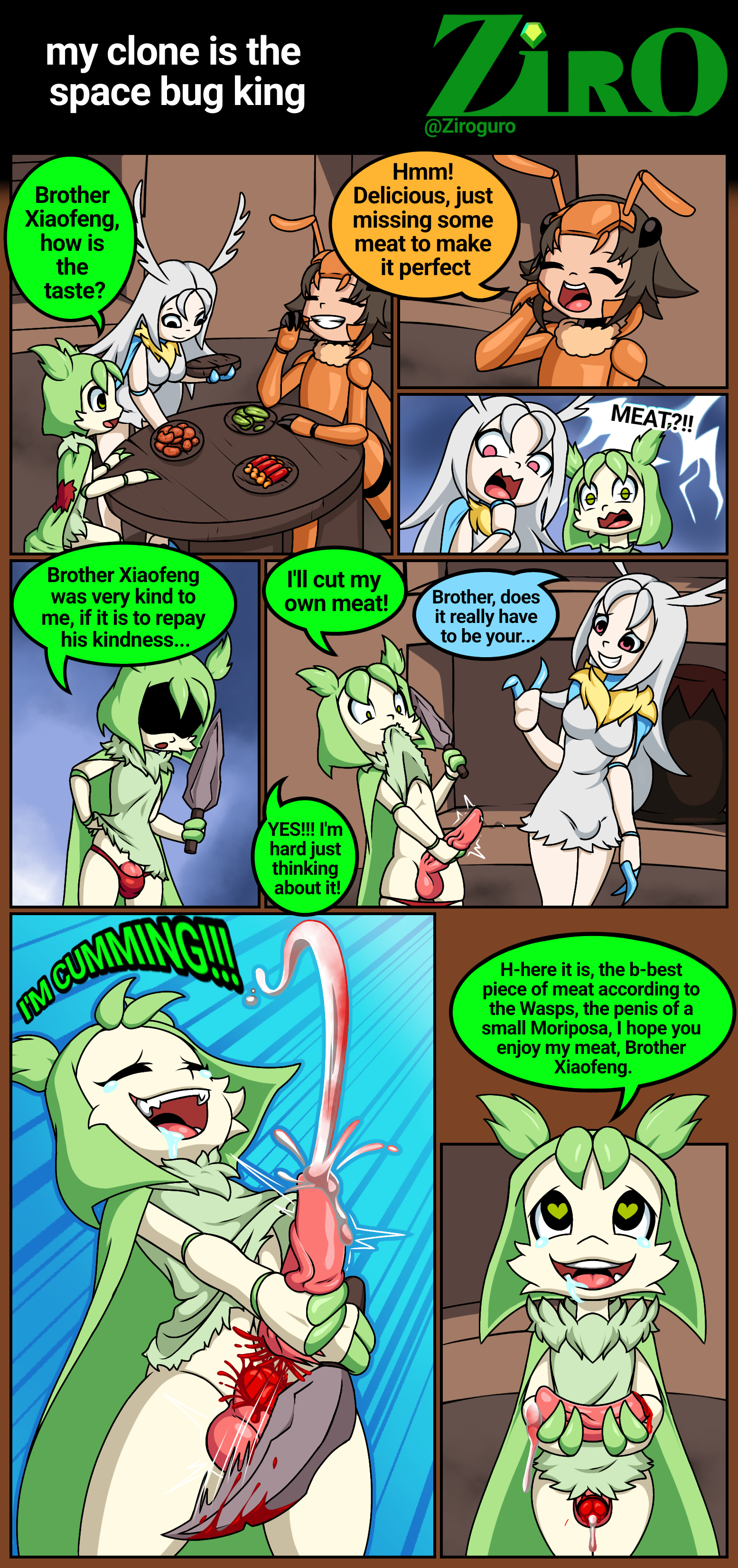Rule 34 Dev - blood brother castration comic consensual_mutilation cumming  femboy food furry futanari green_body heart-shaped_pupils intersex knife  male moth penectomy sister text unusual_penis wasp yellow_body  ziroverse|12967246616