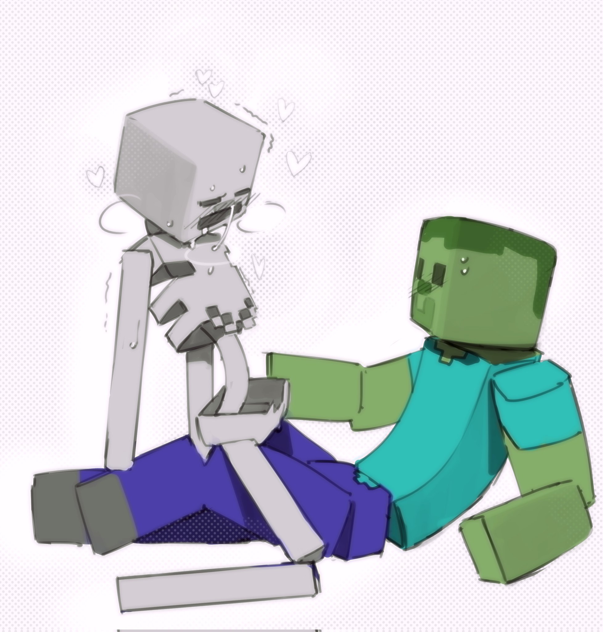 Rule 34 Dev - color heart hi_res kogito minecraft minecraft_mob monster  on_top panting shaking shaking_lines skeleton skeleton_(minecraft)  submissive zombie zombie_(minecraft)|7726765