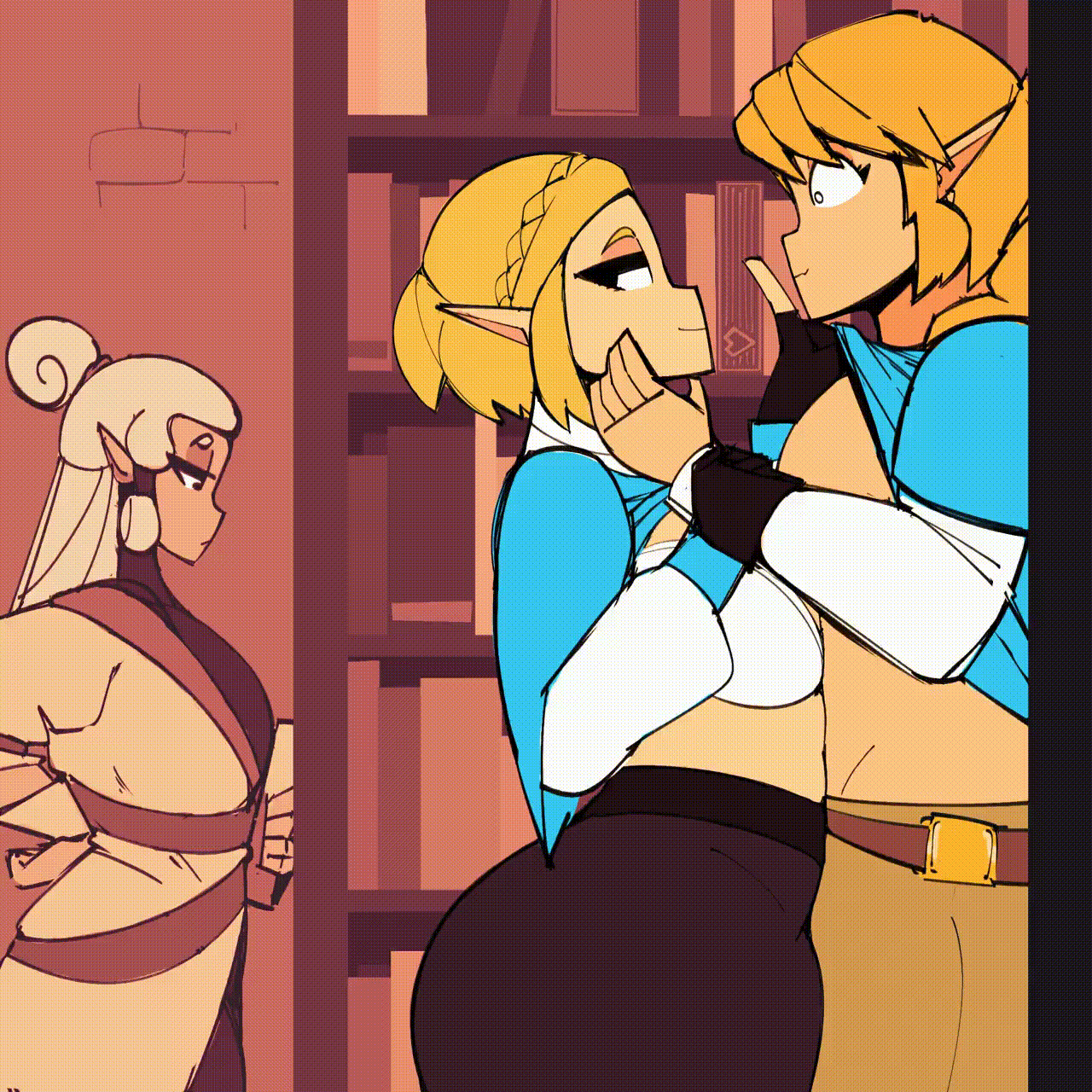 Rule 34 Dev - 2022 abs animated ass ass_jiggle ass_slap blonde_hair  blue_shirt bouncing_ass bra breasts cdlum curvy curvy_female curvy_figure  female gentle_spanking huge_ass huge_breasts huge_butt hylian large_breasts  link link_(breath_of_the_wild ...