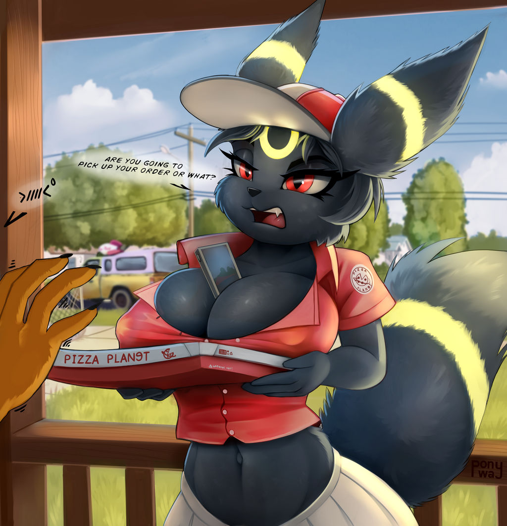 Rule 34 Dev - anthro eeveelution nintendo phone pizza pizza_box  pizza_delivery pizza_girl pokémon_(species) pokemon  pokemon_(species) ponyway text_box umbreon|6322691