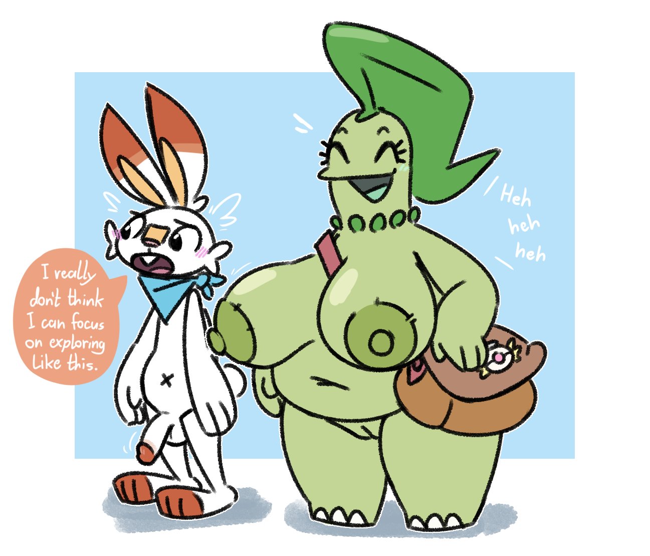 1boy 1girls anthro breasts chikorita dinosaur embarrassed female furry  junkbag nude penis pokémon_(species) pokemon pokemon_(species) pussy scalie  scorbunny tagme|10721135608 - Rule 34 Dev