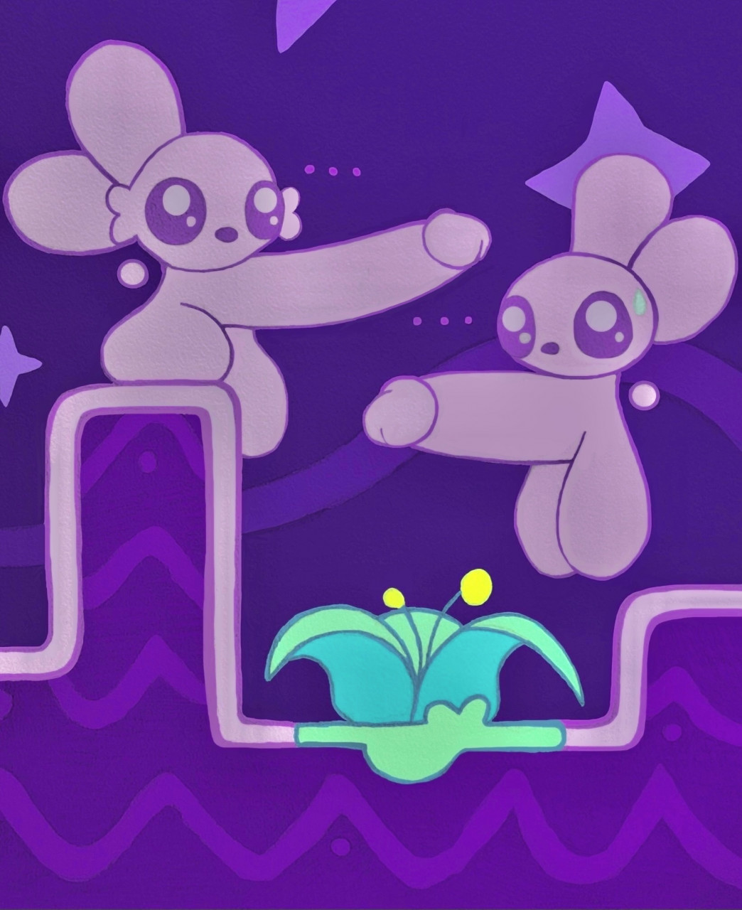 Rule 34 Dev - anonymous_artist awkward balls balls_on_floor big_balls  big_ears big_eyes big_penis bodily_fluids bun_(unzor) circumcised  decoration digital_media_(artwork) duo erection feral fur genitals  geometry_dash gigaboy hi_res huge_balls huge_cock ...