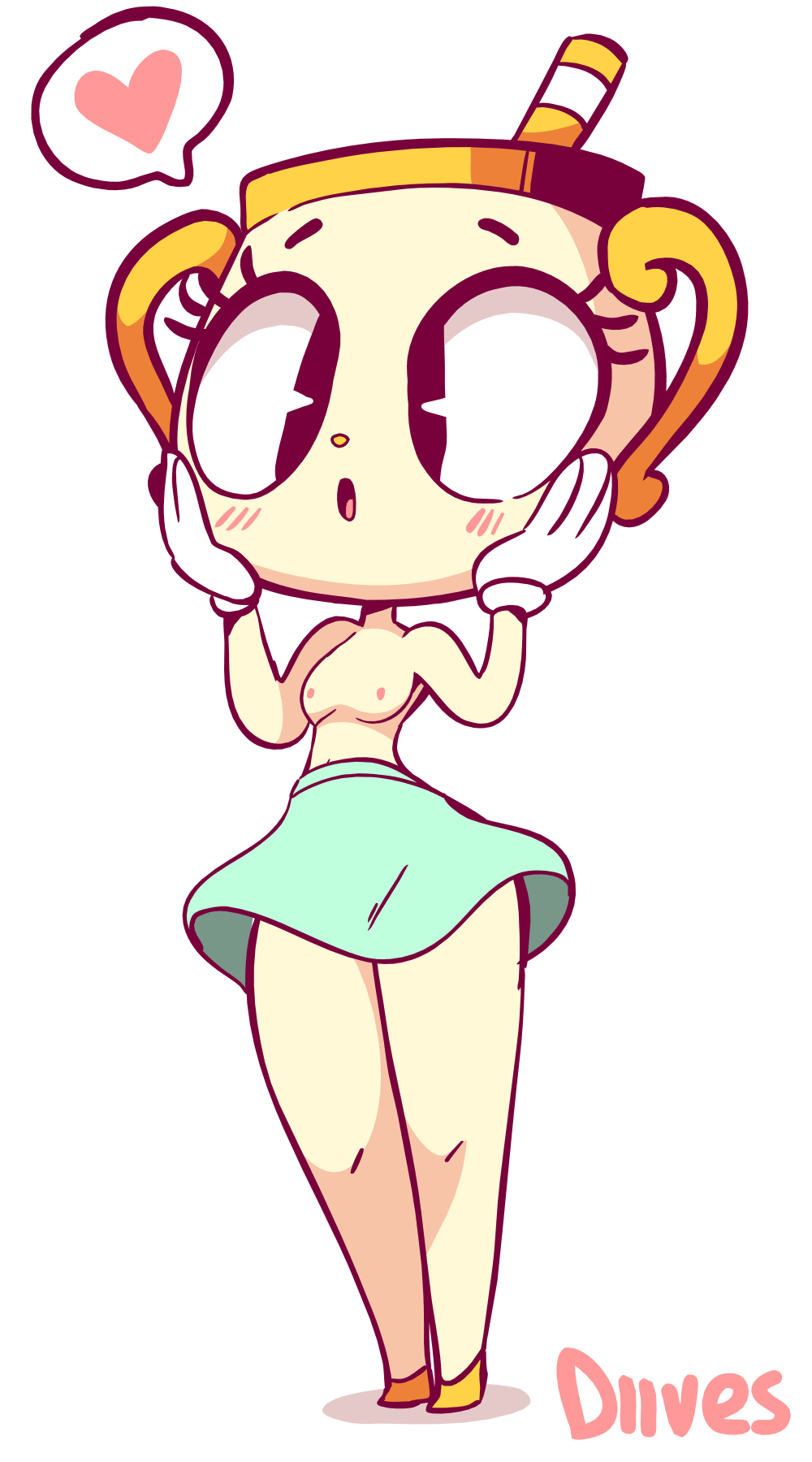 Rule 34 Dev - 1girls 2d 2d_animation animated blue_skirt blush chalice  cuphead:_the_delicious_last_course cuphead_(game) curvy cute diives female  female_focus female_only flashing flashing_pussy gloves looking_away  ms._chalice nipples orange_shoes ...