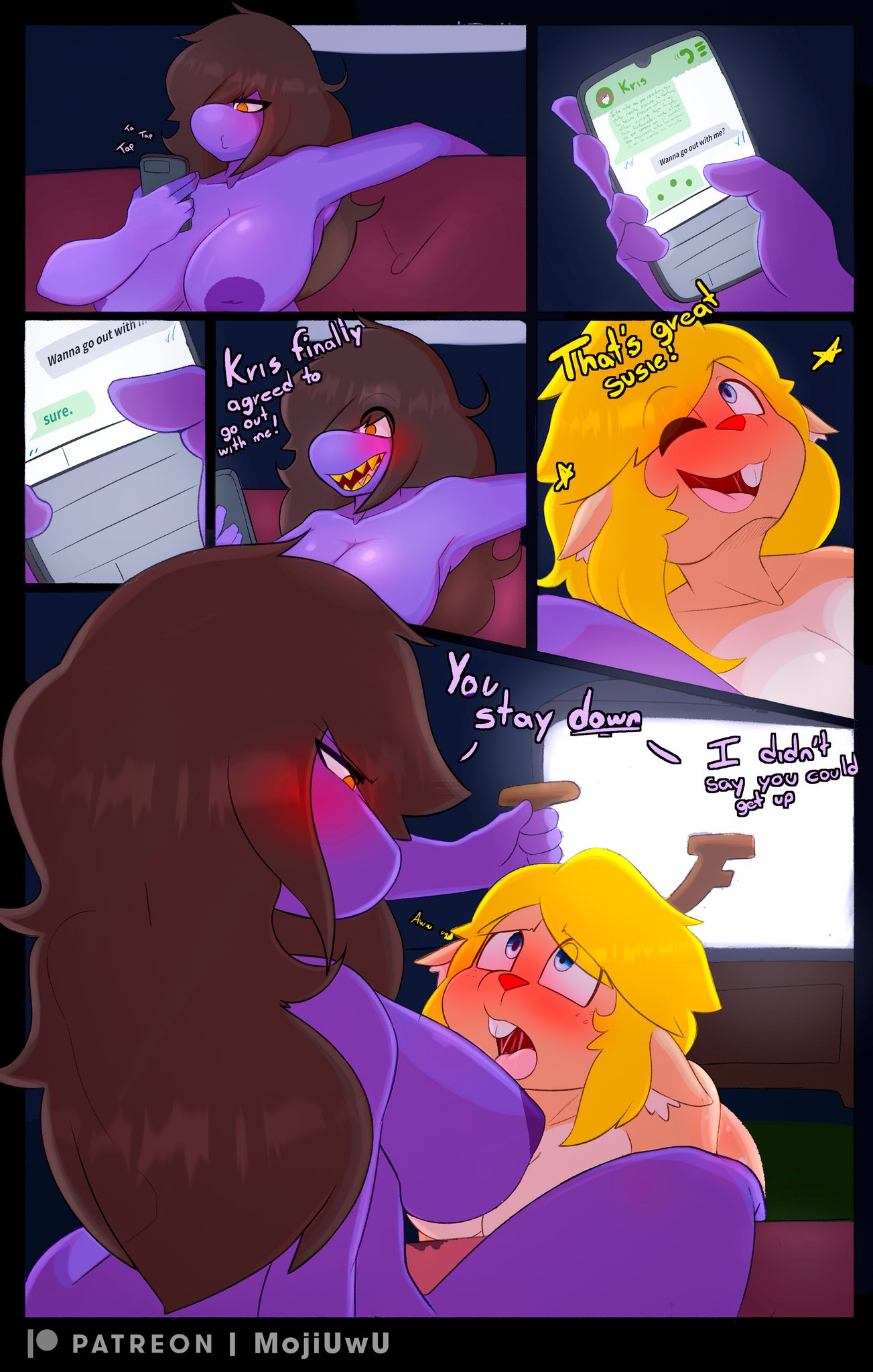 Rule 34 Dev - anthro anthro_only big_breasts deltarune deltarune_chapter_2  huge_breasts mojiuwu noelle_holiday phone susie_(deltarune) tagme  undertale_(series) yuri|7108787