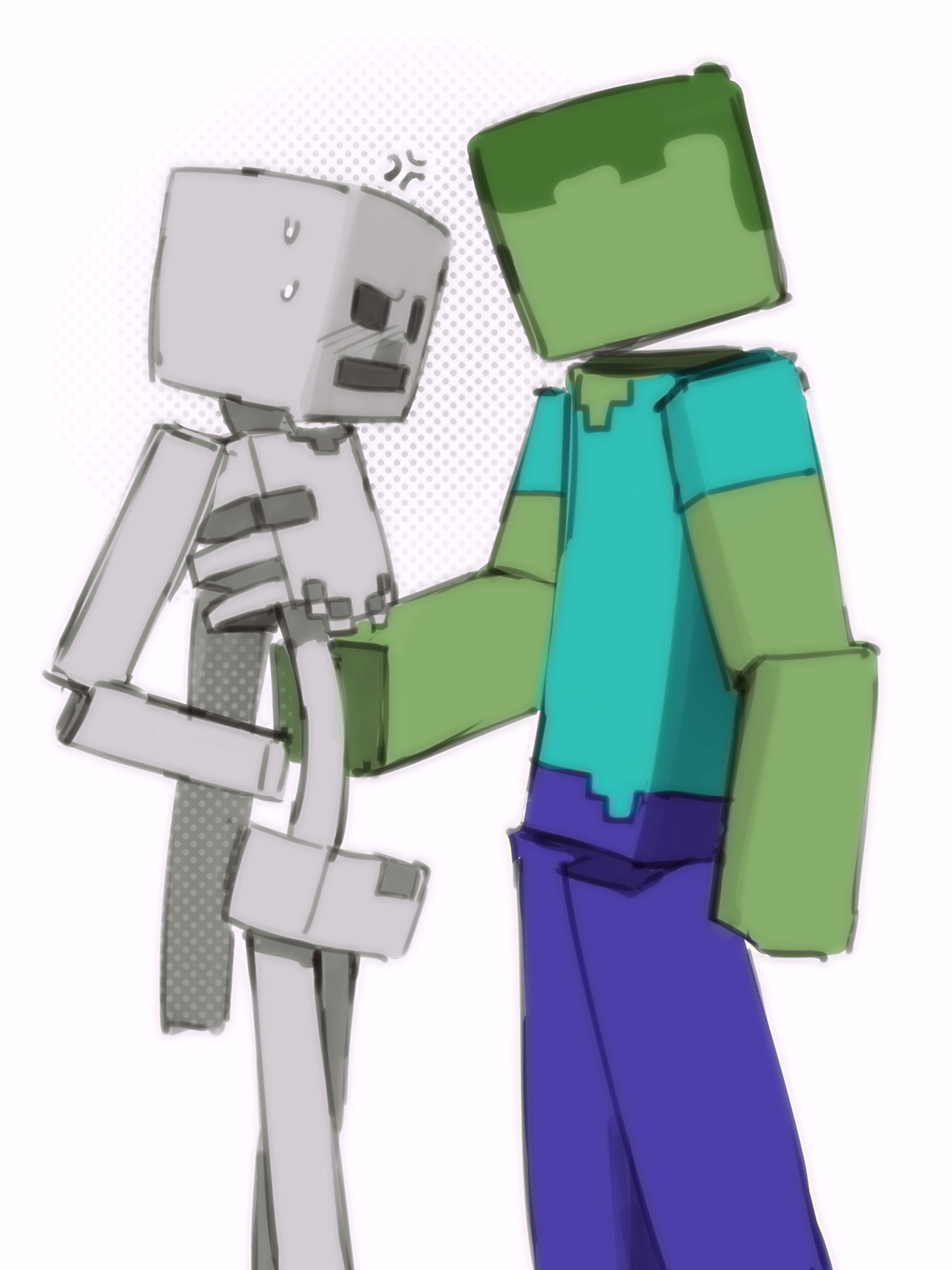Rule 34 Dev - color colored hi_res highres kogito looking_at_partner  minecraft minecraft_mob monster monsters skeleton skeleton_(minecraft)  zombie zombie_(minecraft)|7726777