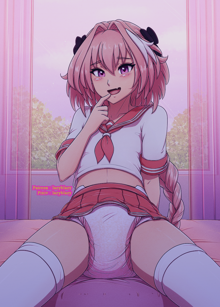 Rule 34 Dev - 1boy astolfo_(fate) bed braided_ponytail diaper  diaper_under_clothing fateapocrypha fategrand_order fate_(series) femboy  hairbow lazyblazy lazyblazy_(artist) looking_at_viewer on_bed pink_eyes  pink_hair pink_skirt ponytail ...