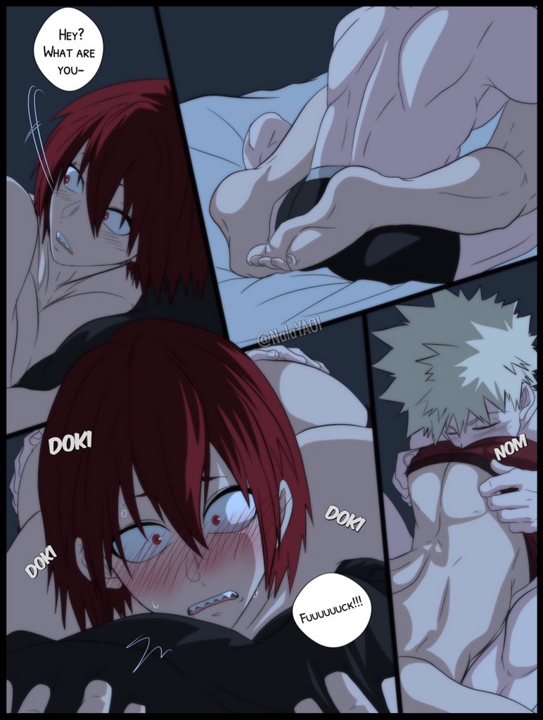 Rule 34 Dev - 2boys bakubottom blonde_hair blush cute domination  eijirou_kirishima fanon_couple french_kiss french_kissing gay  half-closed_eyes half-dressed katsuki_bakugou kiss kissing male male_only  my_hero_academia nala1588 nalayaoi red_hair saliva ...