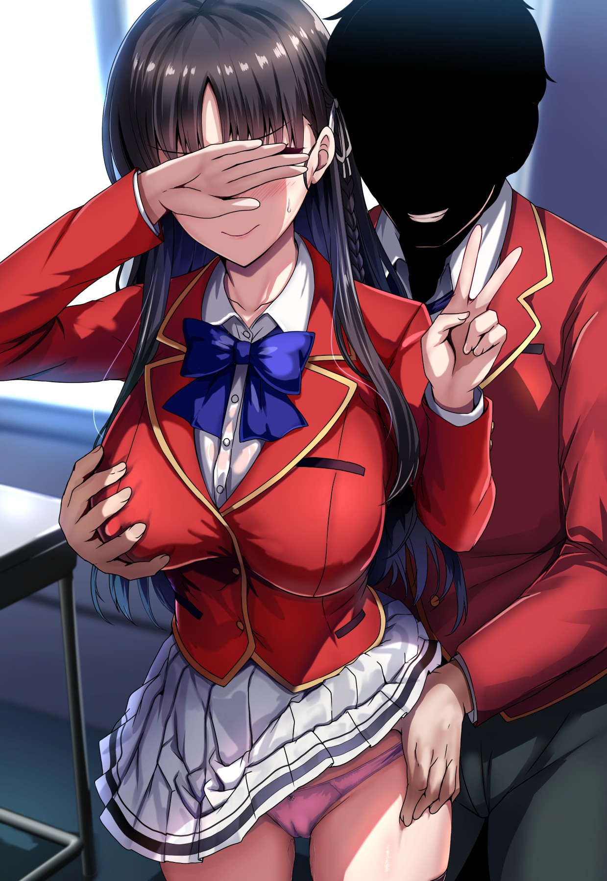 1boy all_fours bald bar_censor black_and_white breasts censored commission  covering covering_breasts covering_crotch cross_section cum cum_in_pussy  cum_in_uterus dark-skinned_female dashed_eyes doggy_style faceless ... -  Rule 34 Dev