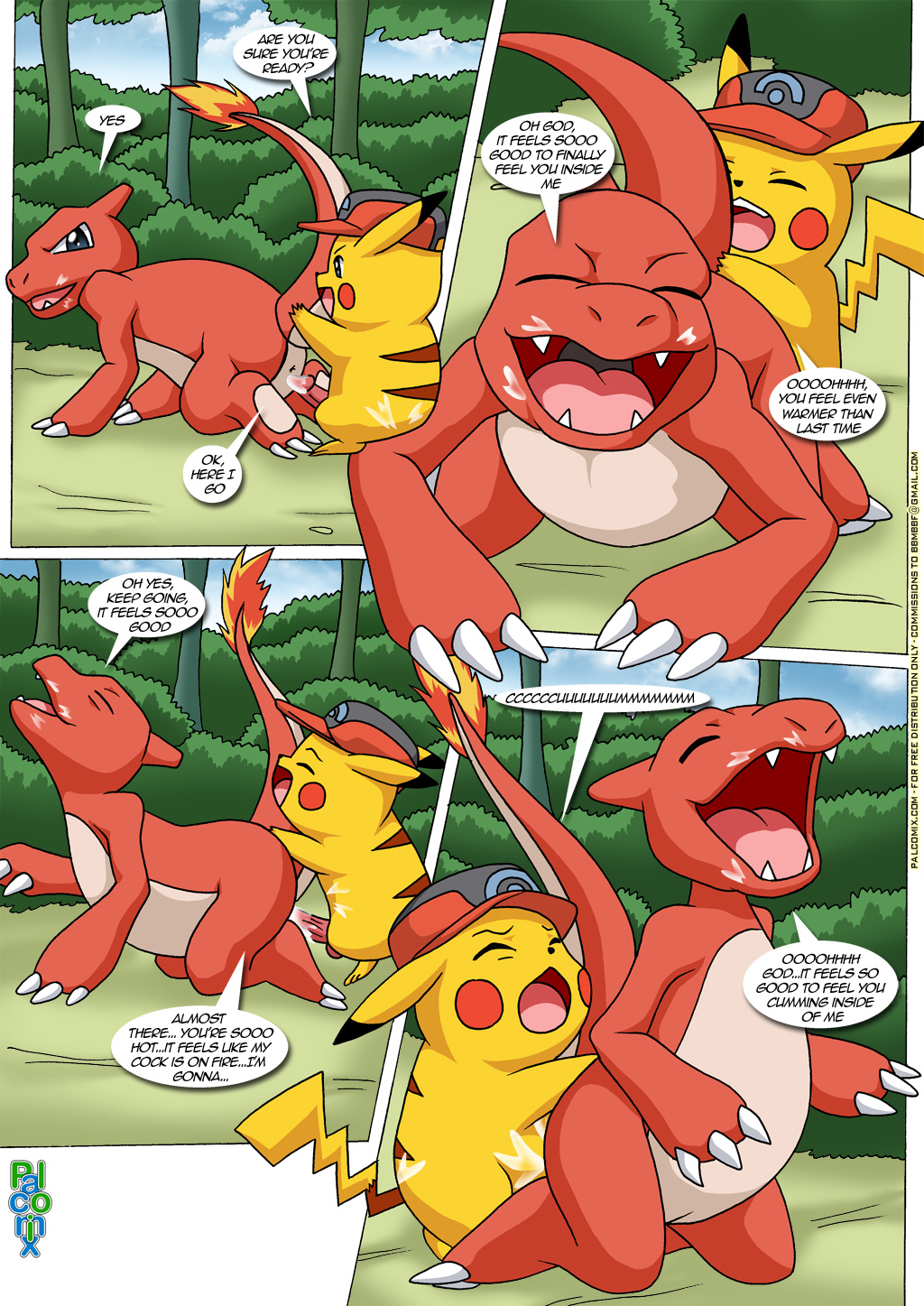 Rule 34 Dev - anal anus ashchu bbmbbf beige_skin buggery charmeleon  closed_eyes color comic cum day dialog english_text erect_penis erection  fire fur furry furry_tail gay half-erect hat interspecies male male_only  multiple_males nintendo